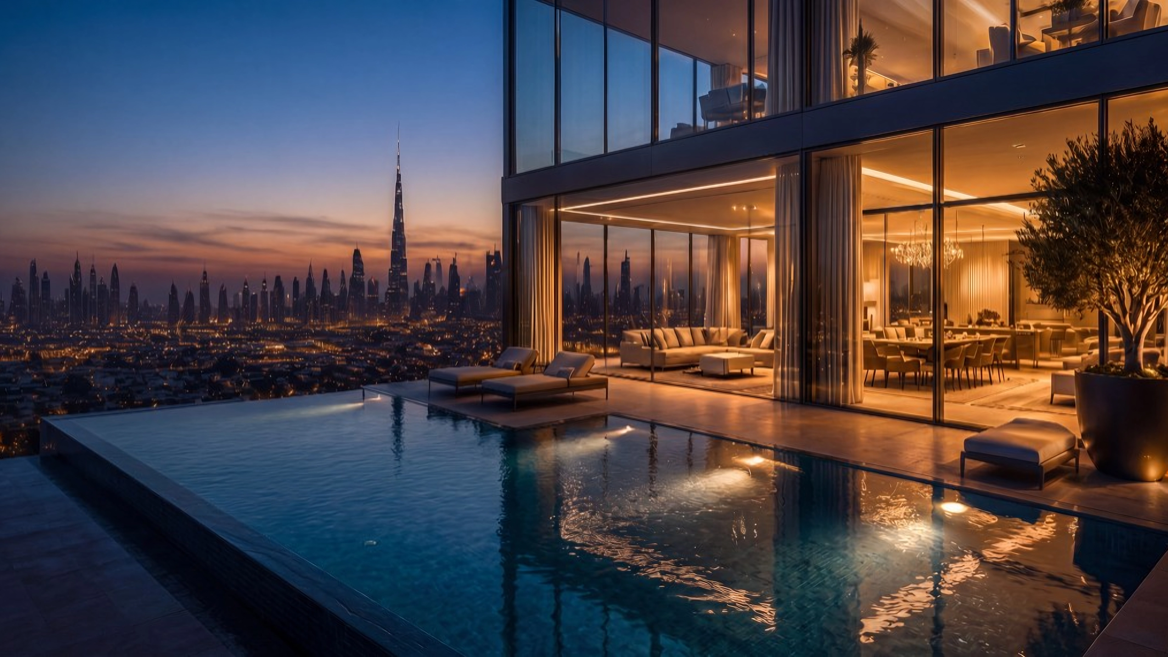 Luxury penthouse overlooking Dubai skyline